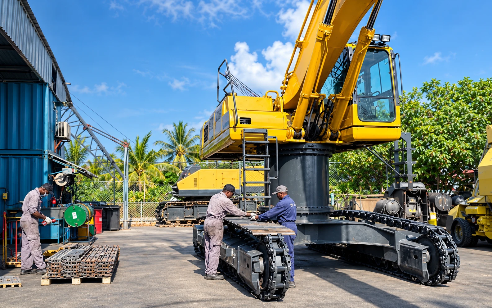 MTH Workshop team and heavy equipment in Thilafushi